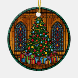 Adorno De Cerámica Stained Glass Christmas Tree Magic