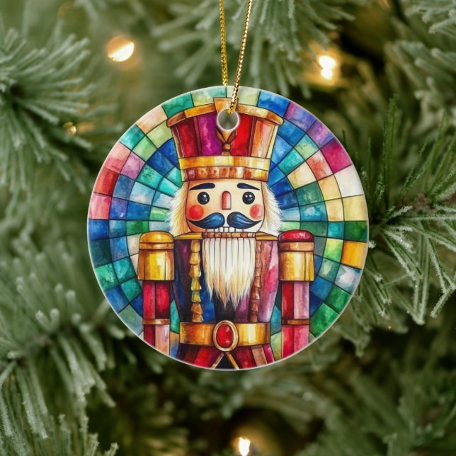 Adorno De Cerámica Stained Glass Nutcracker Personalized Christmas (Árbol)