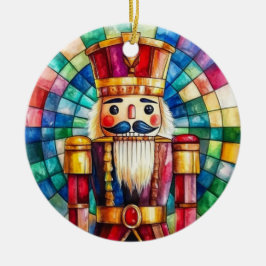 Adorno De Cerámica Stained Glass Nutcracker Personalized Christmas
