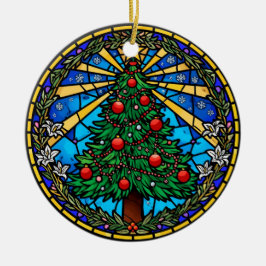 Adorno De Cerámica Stained Glass Tree Wreath