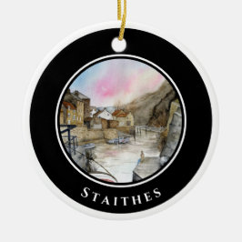 Adorno De Cerámica Staithes North Yorkshire England Watercolor