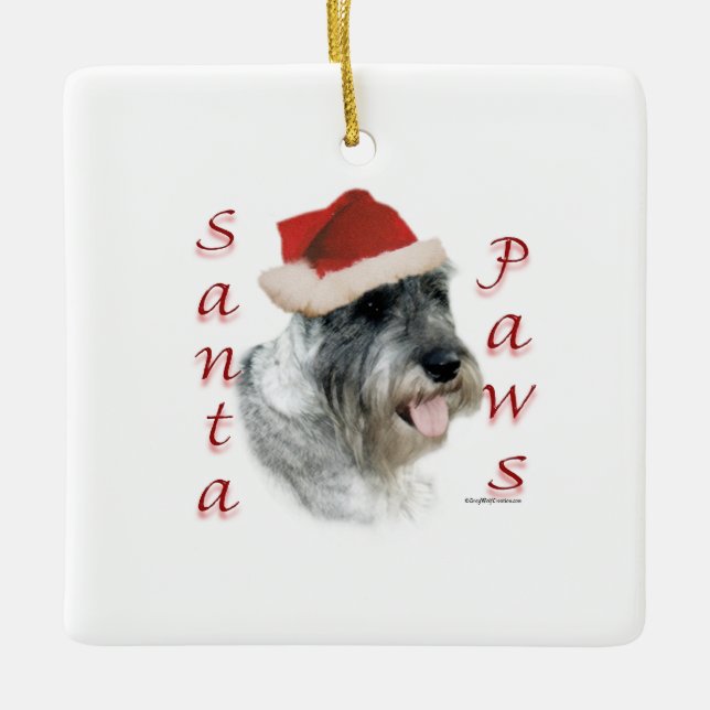 Adorno De Cerámica Standard Schnauzer Santa Paws (Anverso)