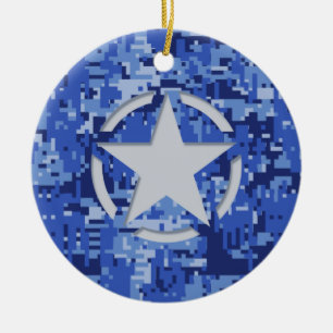 Adorno De Cerámica Star Tag Decal Camo Azul de la Marina