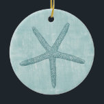 Adorno De Cerámica Starfish Beach Blue<br><div class="desc">Navidades del Océano Atlántico Azul de la Playa</div>