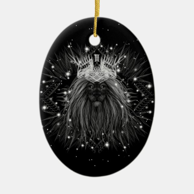 Adorno De Cerámica Starlight Lion with Crown Monogram (Frente)