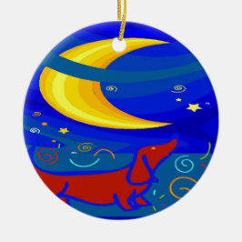 Adorno De Cerámica Starry Night Dachshund