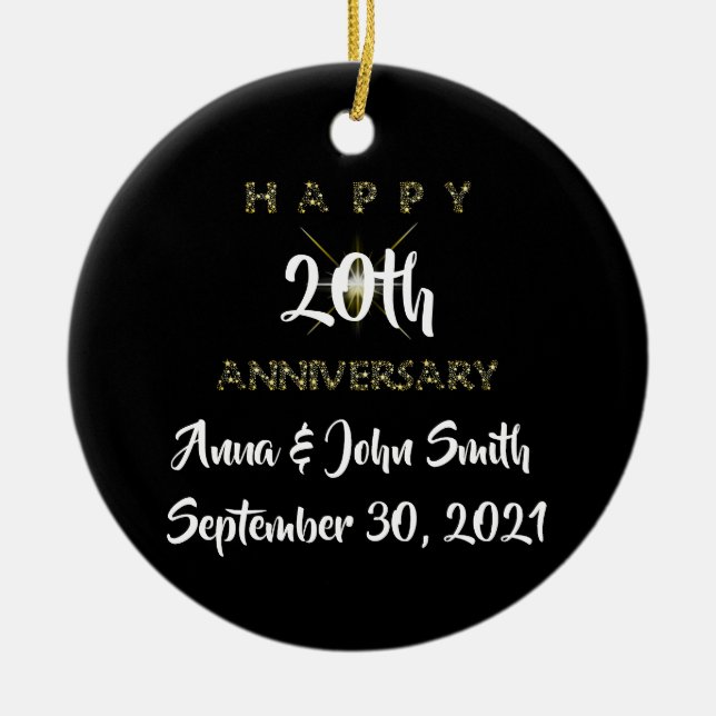 Adorno De Cerámica Starry, personalizable Feliz Aniversario (Frente)