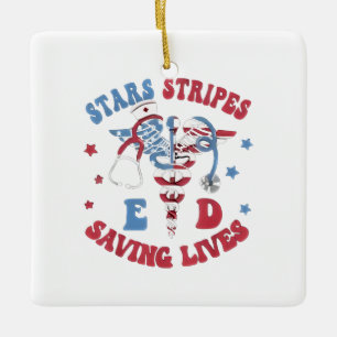 Adorno De Cerámica Stars Stripes E D Salvando vidas