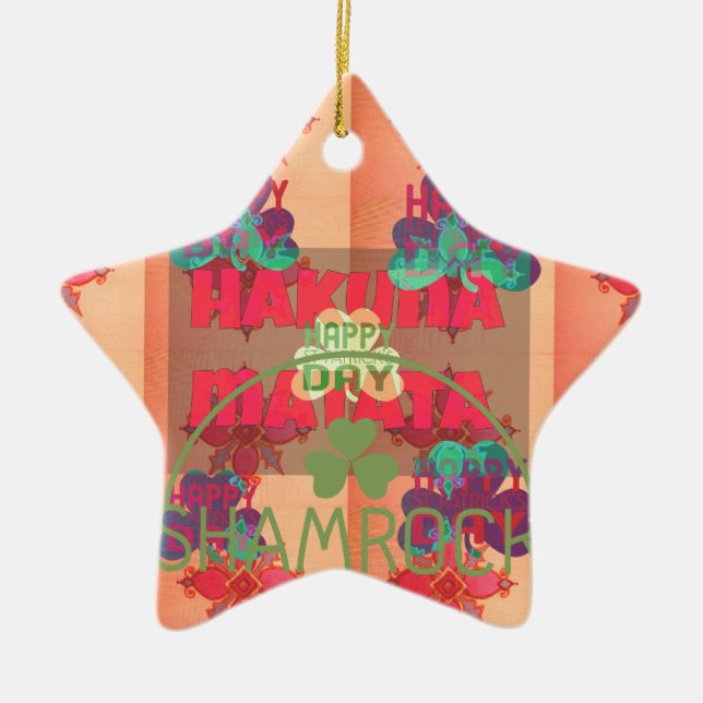 Adorno De Cerámica Stay Blessed Happy Saint Patrick's Day Hakuna Mata (Frente)
