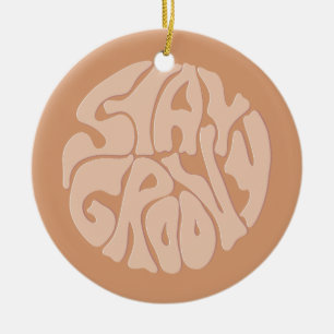 Adorno De Cerámica Stay Groovy Retro Beige