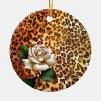 Adorno De Cerámica Stay Wild Animal imprime leopardo rosa blanco
