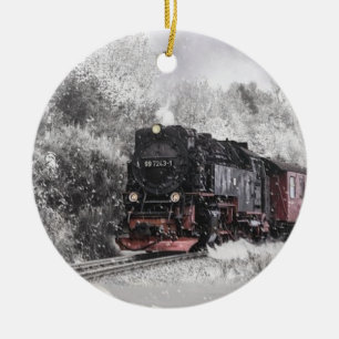 Adorno De Cerámica Steam Train in Snow
