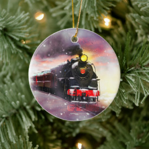 Adorno De Cerámica Steam Train in Winter Time