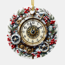 Adorno De Cerámica Steampunk Christmas Clock - Victorian Ornament