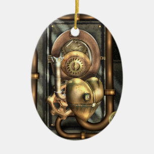Adorno De Cerámica Steampunk en el corazón personalizado
