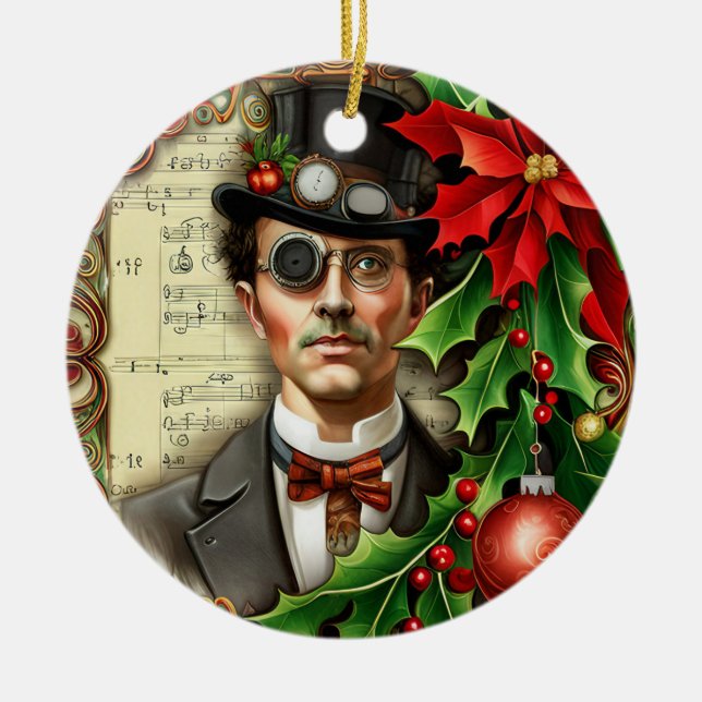 Adorno De Cerámica Steampunk Gentleman Navidades (Frente)