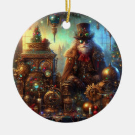 Adorno De Cerámica Steampunk Glow Santa Claus