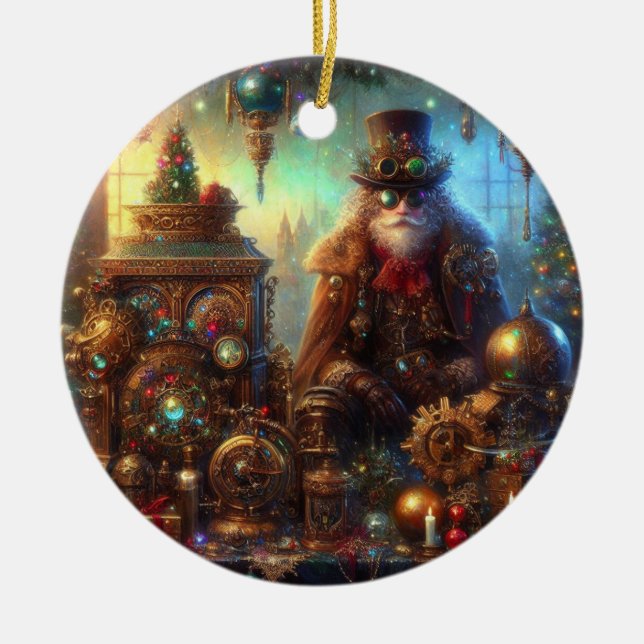 Adorno De Cerámica Steampunk Glow Santa Claus (Frente)