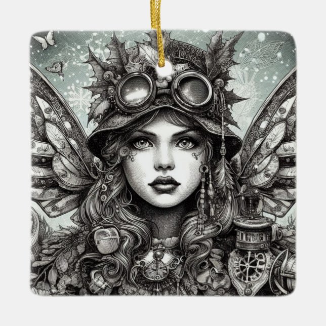Adorno De Cerámica Steampunk Navidades Angel (Anverso)