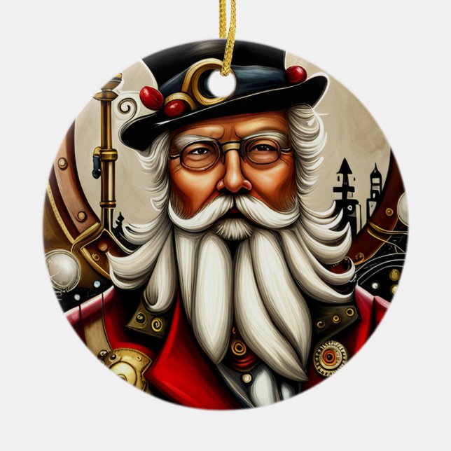 Adorno De Cerámica Steampunk Santa (Frente)