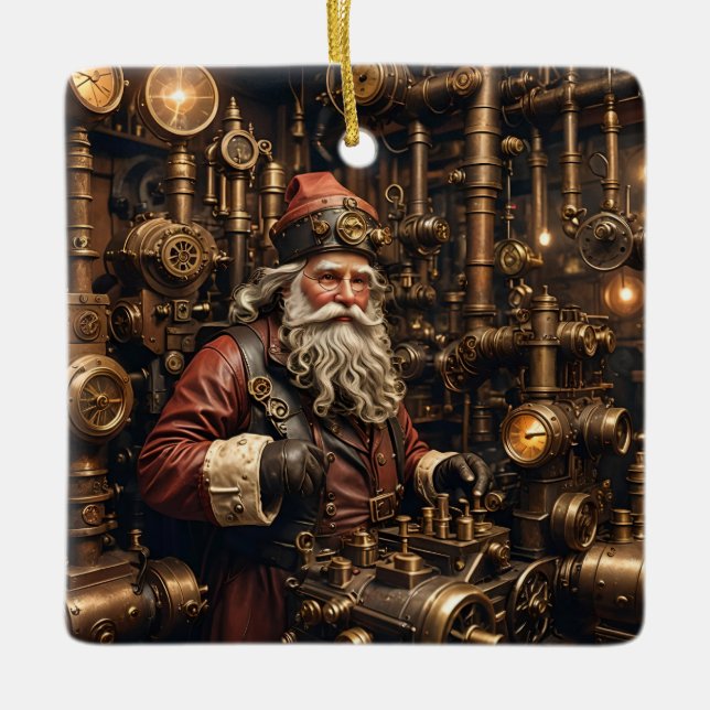 Adorno De Cerámica Steampunk Santa Ornament (Anverso)