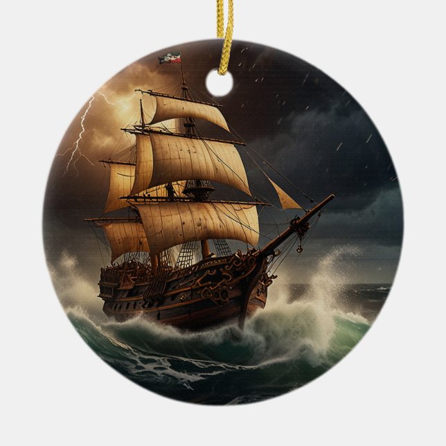 Adorno De Cerámica Steampunk Submersible Ocean-liner (Frente)