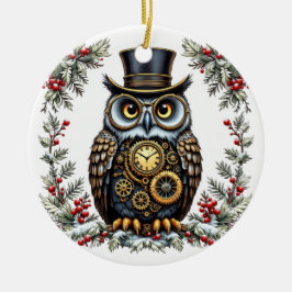 Adorno De Cerámica Steampunk Weihnachts-Eule
