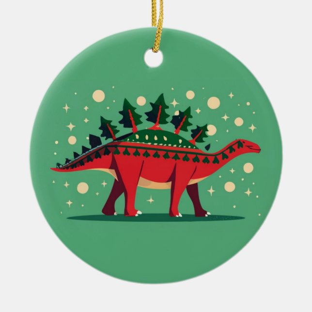 Adorno De Cerámica Stegosaurus Evergreen Delight Ornament (Frente)