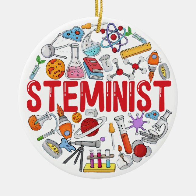 Adorno De Cerámica Steminist,Stem Woman, Stem Student Gift (Frente)