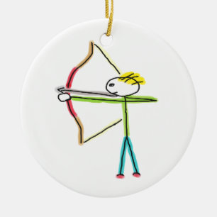 Adorno De Cerámica Stickman de tiro con arco
