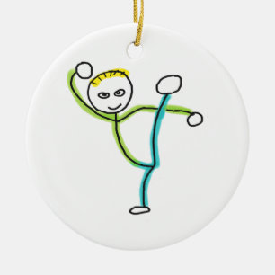 Adorno De Cerámica Stickman Kung Fu