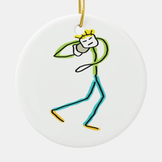 Adorno De Cerámica Stickman Lanzamiento de Peso (Frente)