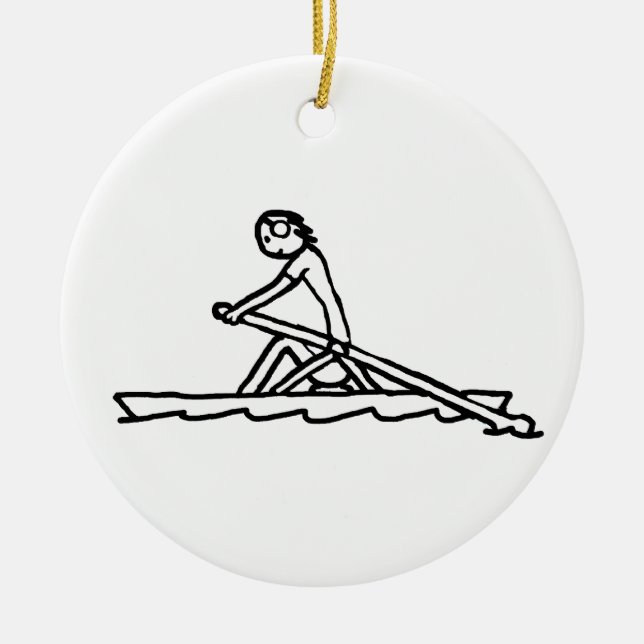 Adorno De Cerámica Stickman Remando (Frente)