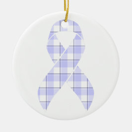 Adorno De Cerámica Stomach Cancer Awareness Plaid Periwinkle Ribbon