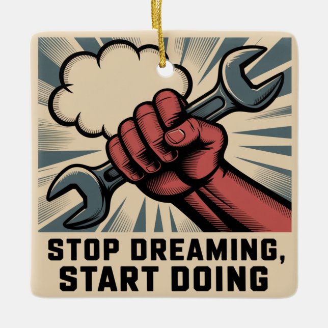 Adorno De Cerámica Stop Dreaming, Start Doing (Anverso)