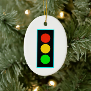 Adorno De Cerámica Stoplight with Light Blue Border