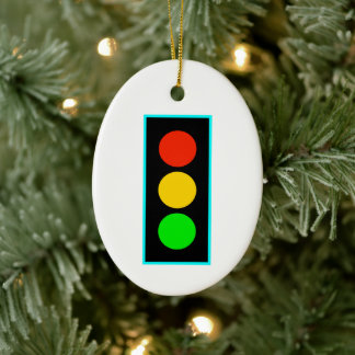 Adorno De Cerámica Stoplight with Light Blue Border