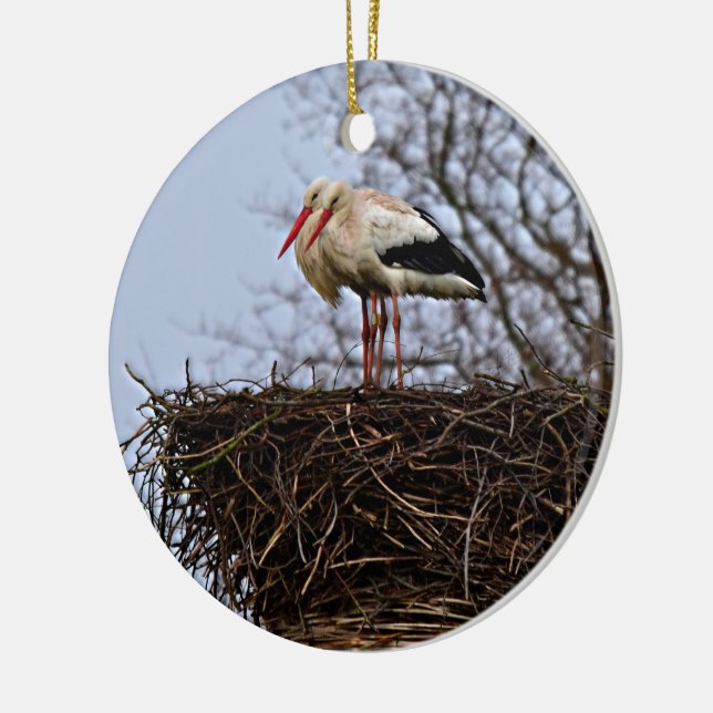 Adorno De Cerámica Stork in Nest (Izquierda)