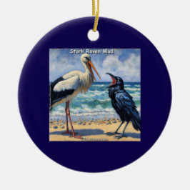 Adorno De Cerámica Stork Raven Mad – Beach Bird Banter