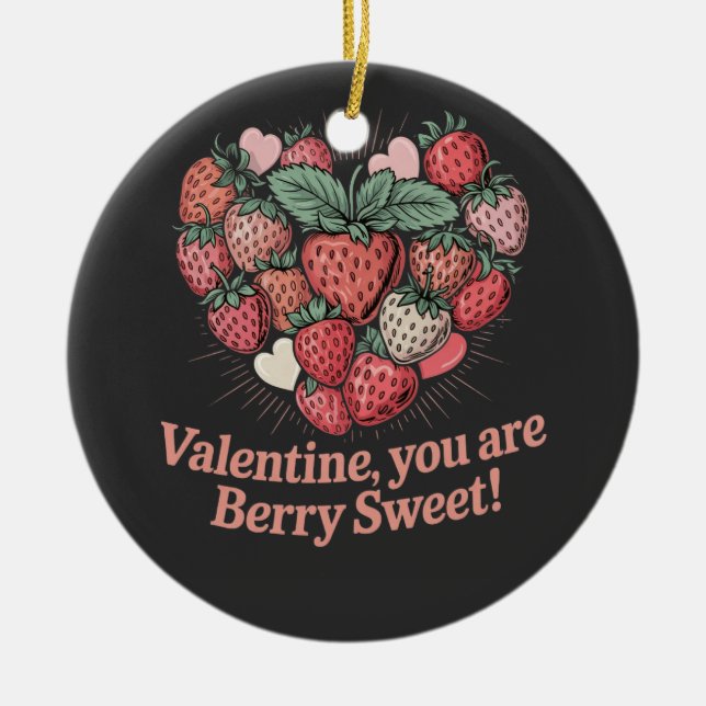 Adorno De Cerámica Strawberry Berry Sweet Kids Valentines Day (Frente)