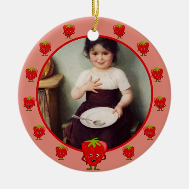 Adorno De Cerámica Strawberry Lover - personalizado de marco de fresa (Frente)