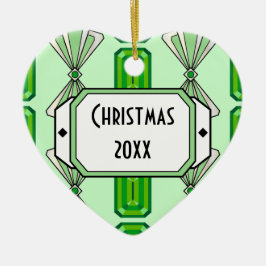 Adorno De Cerámica Stripe de deco esmeralda