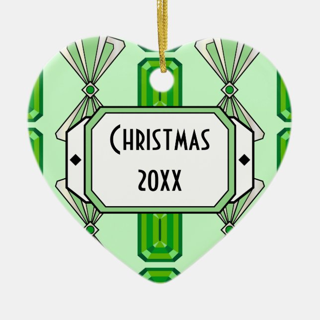 Adorno De Cerámica Stripe de deco esmeralda (Frente)