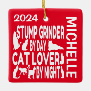 Adorno De Cerámica Stump Grinder ama al PERSONALIZADO de gatos