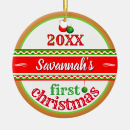 Adorno De Cerámica Su bebé (nombre) Primera Navidad