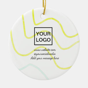 Adorno De Cerámica Su logo aquí blanco simple minimal líneas amarilla
