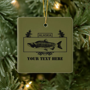 Adorno De Cerámica Subediada insignia de pescador de combate Alaska