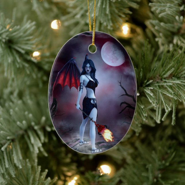 Adorno De Cerámica Succubus de fuego lunar (Árbol)
