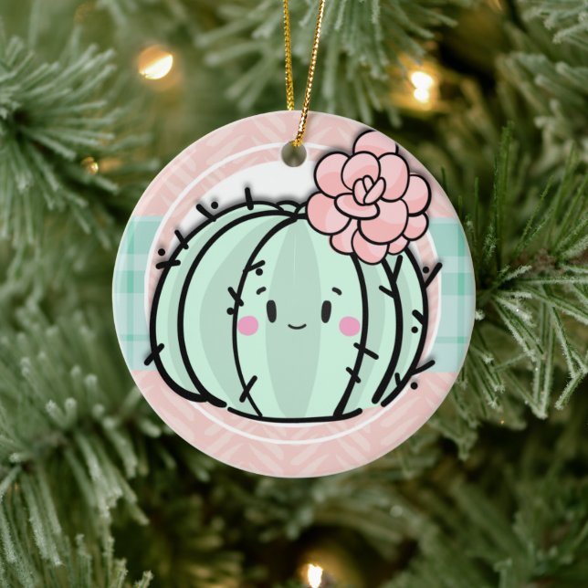 Adorno De Cerámica Suculentos Navidades de Kawaii Cutie Cactus (Árbol)