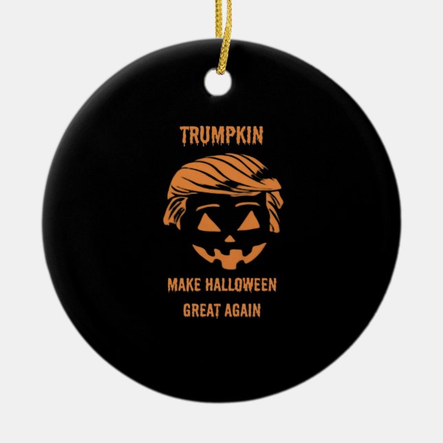 Adorno De Cerámica Sudadera, Trumpkin, Halloween Merch Classic (Frente)